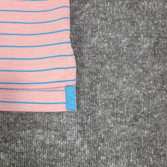 Johnnie-O Men's Golf Polo Shirt Size  L Pink Blue Striped Performance - Picture 3 of 10